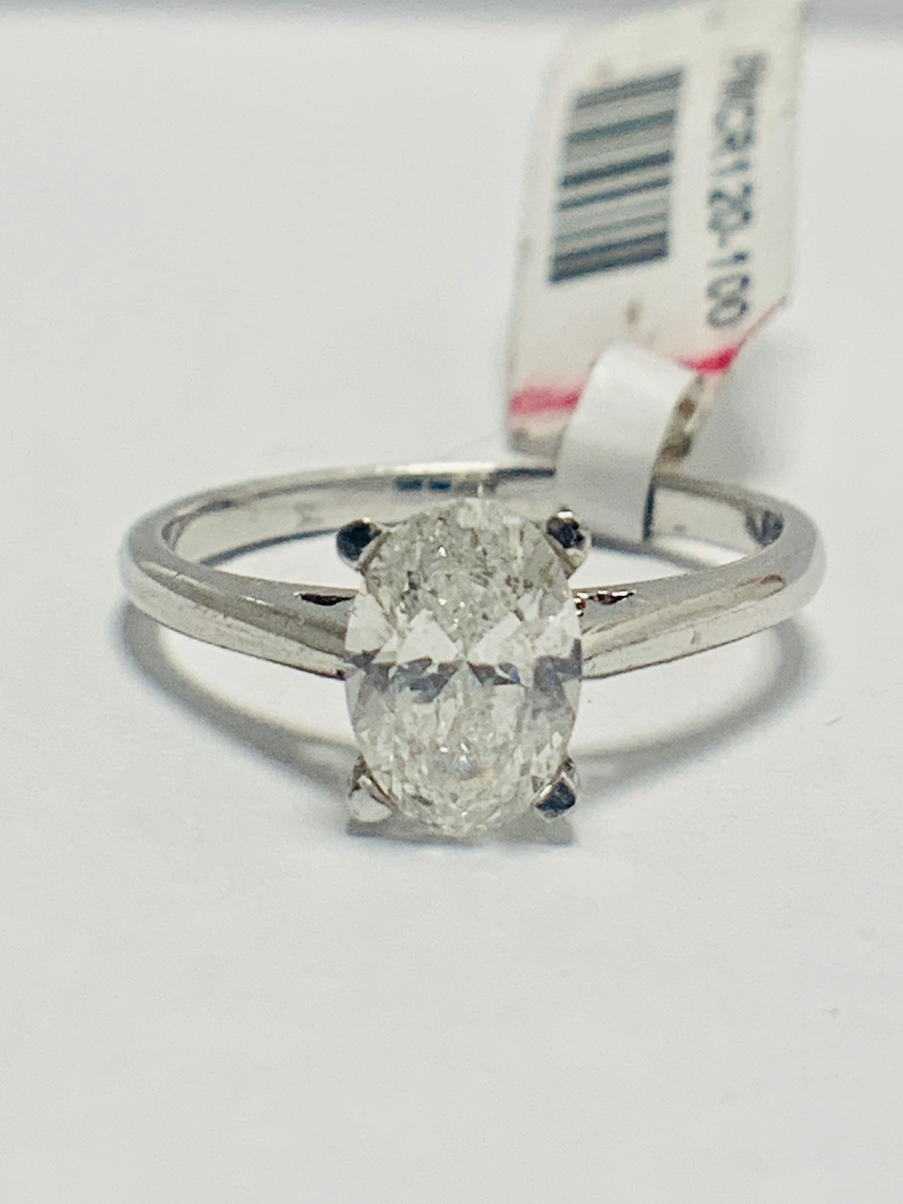 1ct Oval Diamond Solitaire Platinum Ring - Image 8 of 9