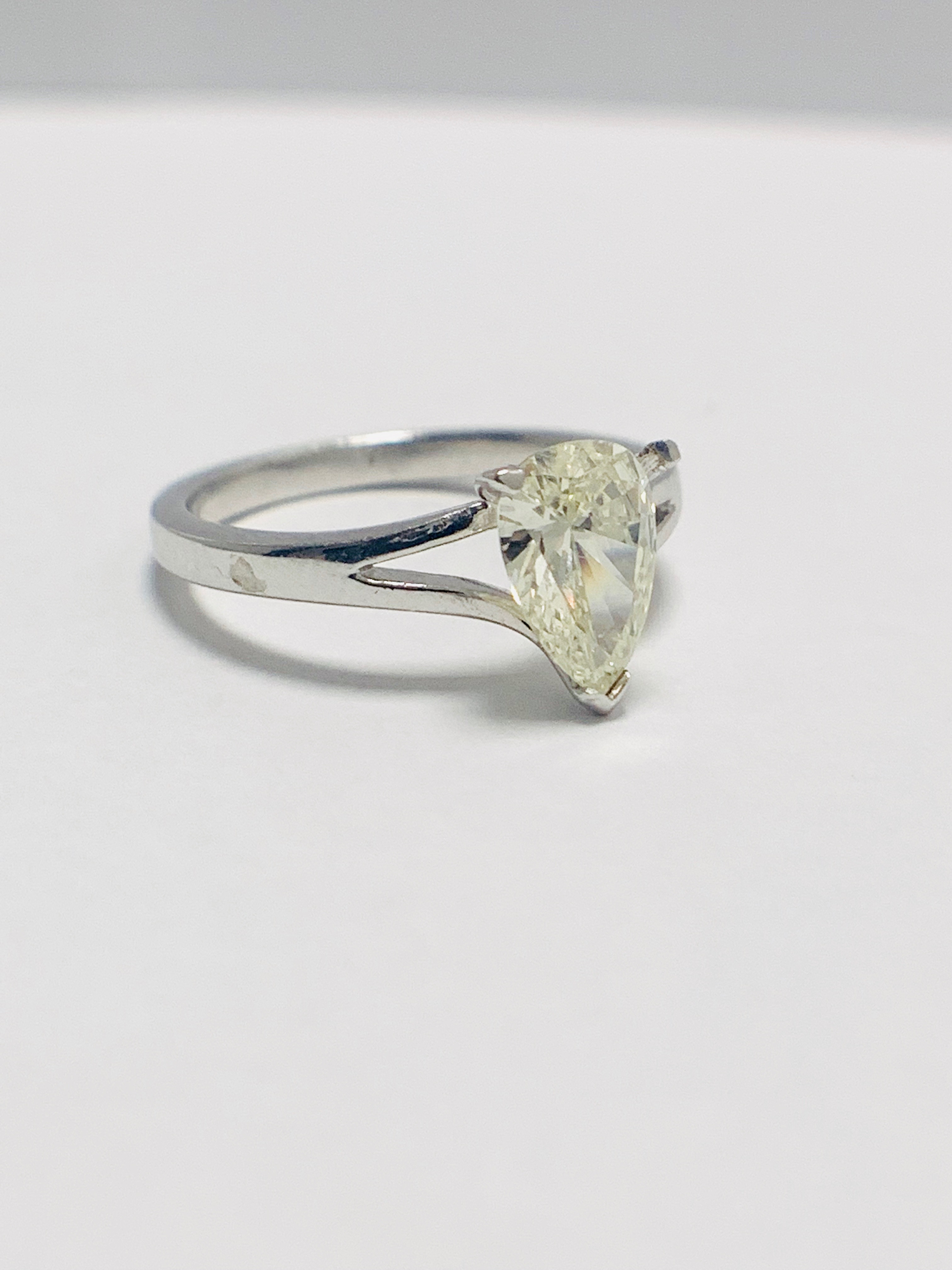 1ct Pearshape Diamond Platinum Solitaire Ring. - Image 7 of 9