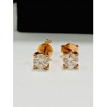 14ct Rosegold Diamond Stud Earrings,0.58ct