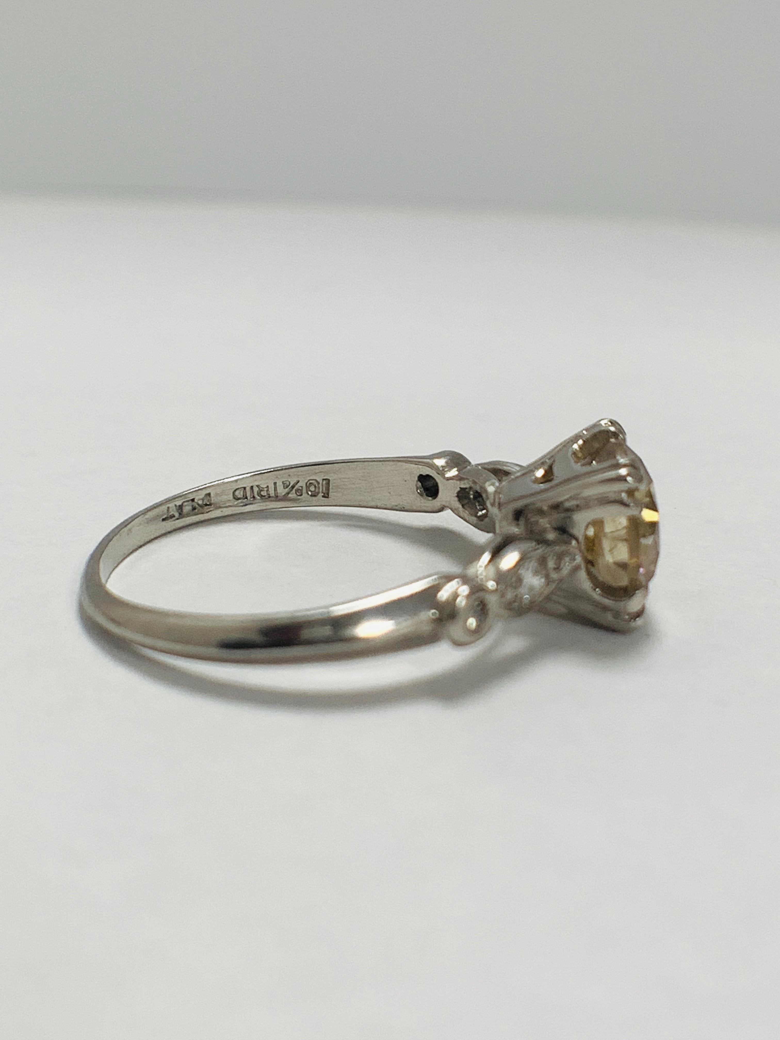 Platinum Diamond ring featuring centre, round brilliant cut, fancy light brown Diamond (1.55ct) - Image 6 of 14