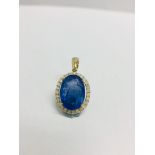 18ct Yellow Gold Tanzanite & Diamond Drop Pendant tsw.