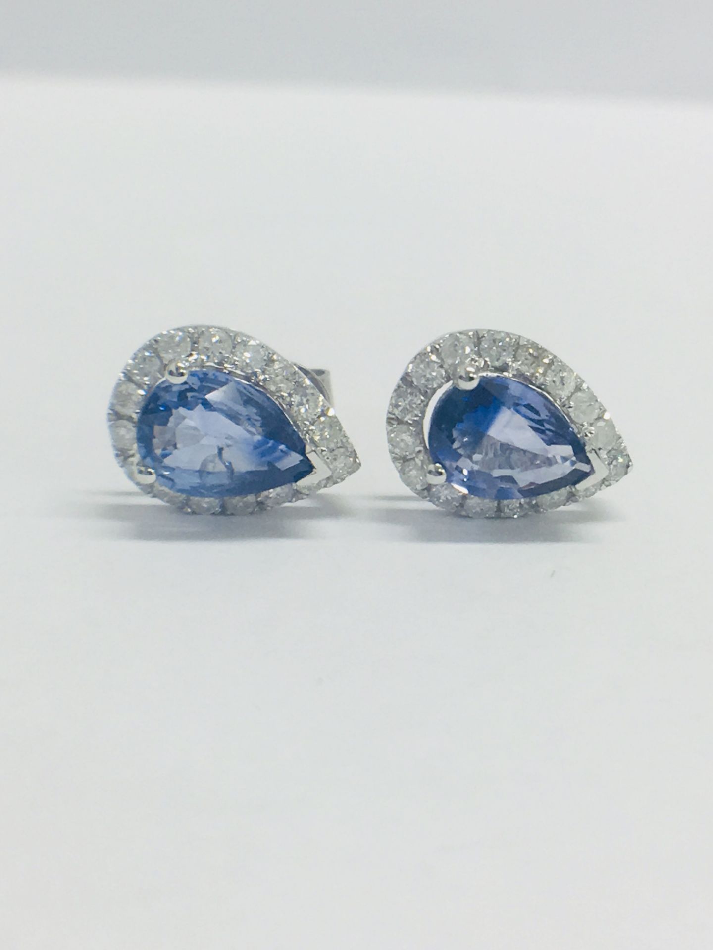 14ct White Gold Sapphire & Diamond Earrings.