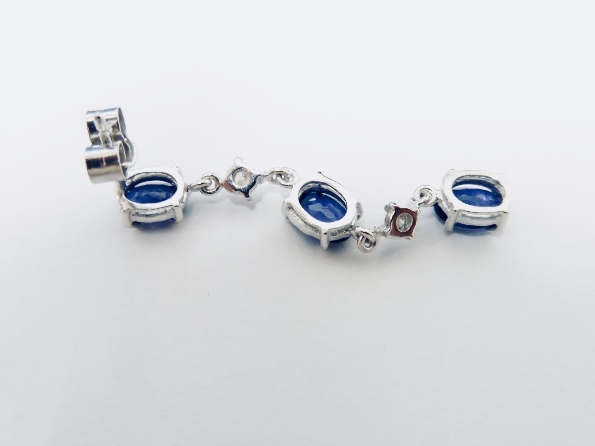 Sapphire And Diamond Drop Style Earrings Set In 18Ct Gold. - Image 3 of 4