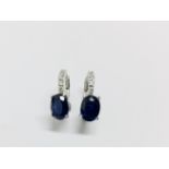 1.60Ct Sapphire And Diamond Hoop Style Earrings.