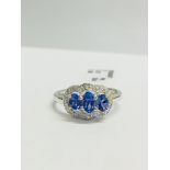 9K White Gold Tanzanite Diamond Ring,