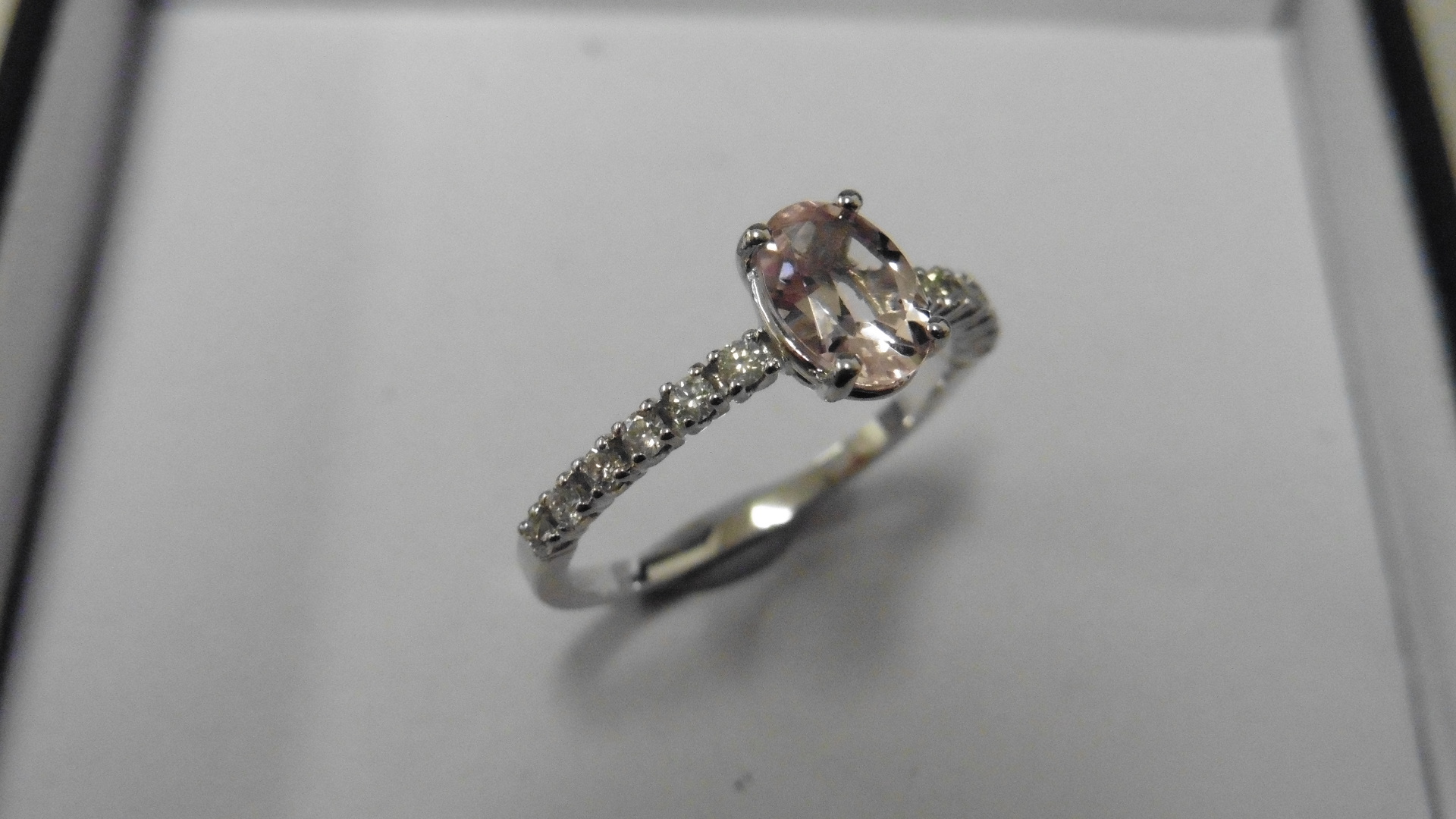 0.80Ct / 0.12Ct Morganite And Diamond Dress Ring.