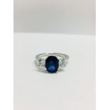 Platinum Diamond And Sapphire 3 Stone Ring,