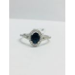 9Ct White Gold Sapphire Diamond Dress Ring,