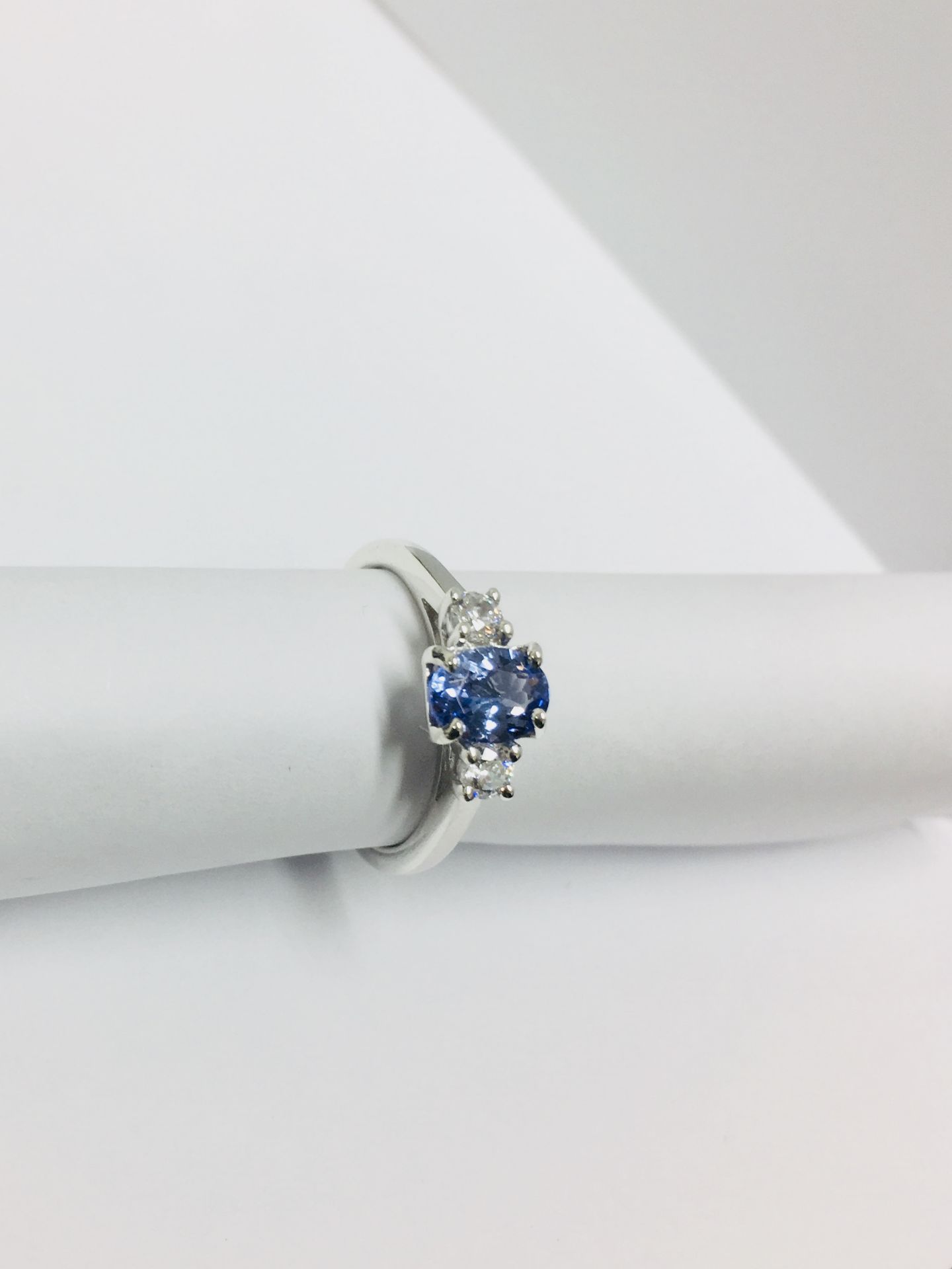 Platinum Tanzanite Diamond Trilogy Ring, - Image 5 of 5