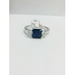 Platinum Diamond Sapphire Trilogy Ring,