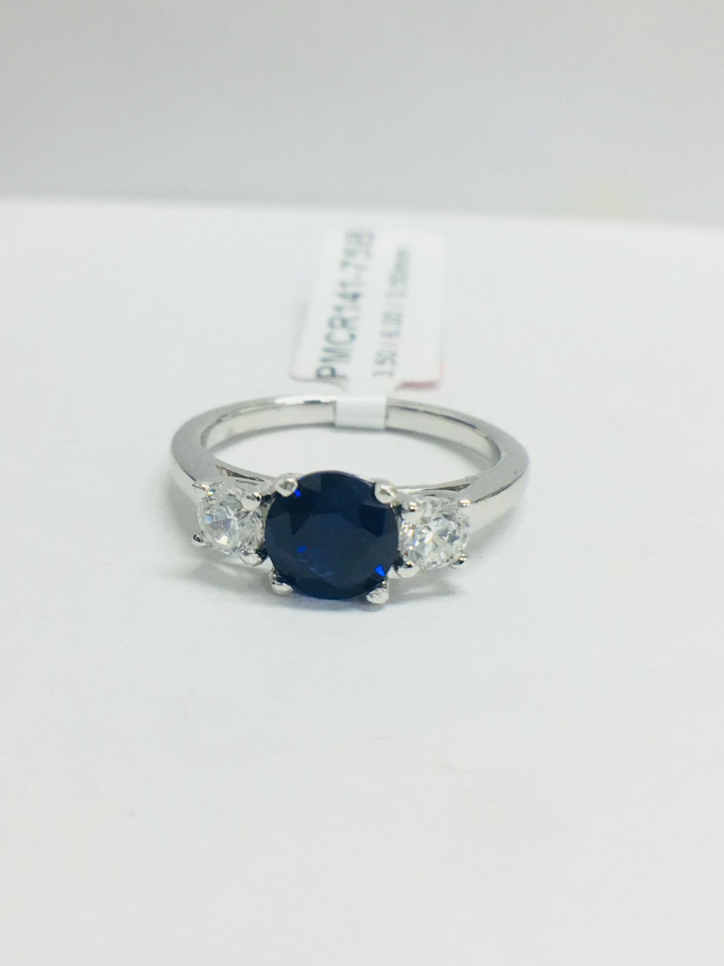 Platinum Diamond & Sapphire Trilogy Ring, - Image 10 of 12