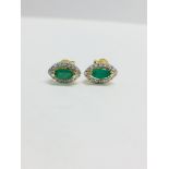 9Ct White/Yellow Gold Emerald Diamond Earrings,