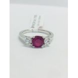 Platinum Ruby Diamond Trilogy Ring,