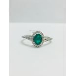 9Ct White Gold Emerald Diamond Dress Ring,