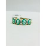 9Ct Yellow Emerald Diamond Band Ring,