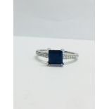 Platinum Sapphire Diamond Art Deco Style Solitaire Ring,