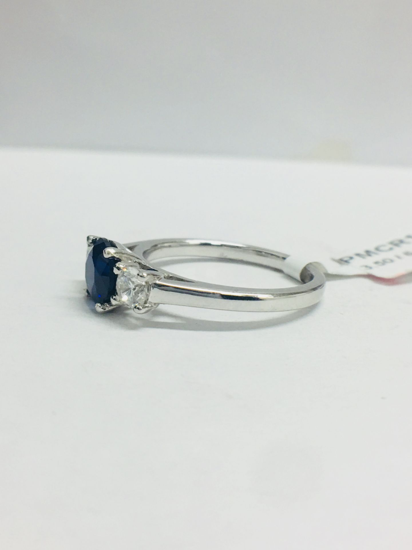 Platinum Diamond & Sapphire Trilogy Ring, - Image 3 of 12