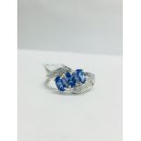 9Ct White Gold Tanzanite Diamond Twiat Style Dress Ring,