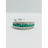 9Ct White Gold Emerald Diamond Dress Ring/Eternity,