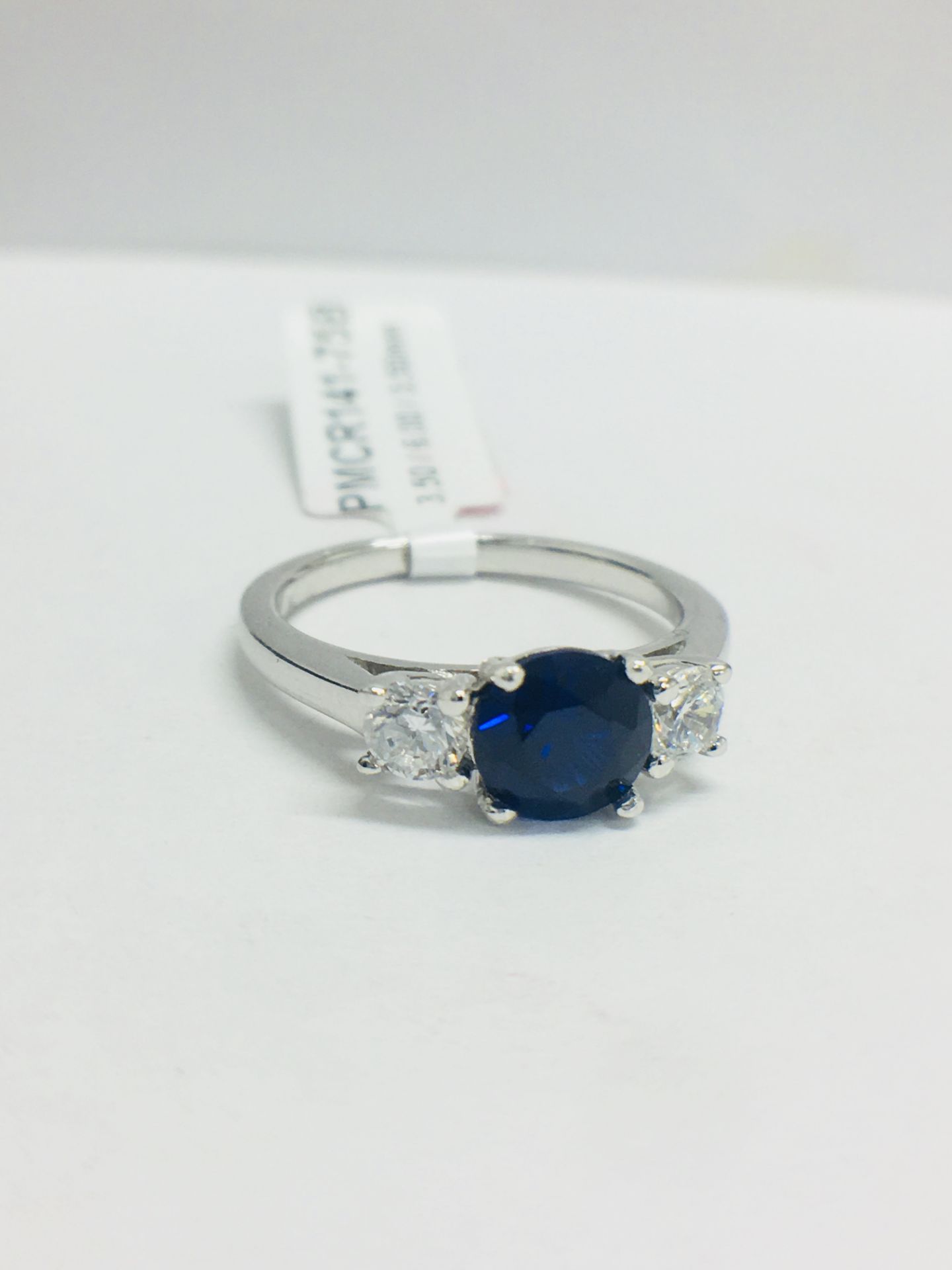 Platinum Diamond & Sapphire Trilogy Ring, - Image 9 of 12