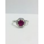 Platinum Ruby Diamond Art Deco Style Dress Style Ring,