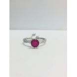 Platinum Ruby Diamond Solitaire Style Ring,