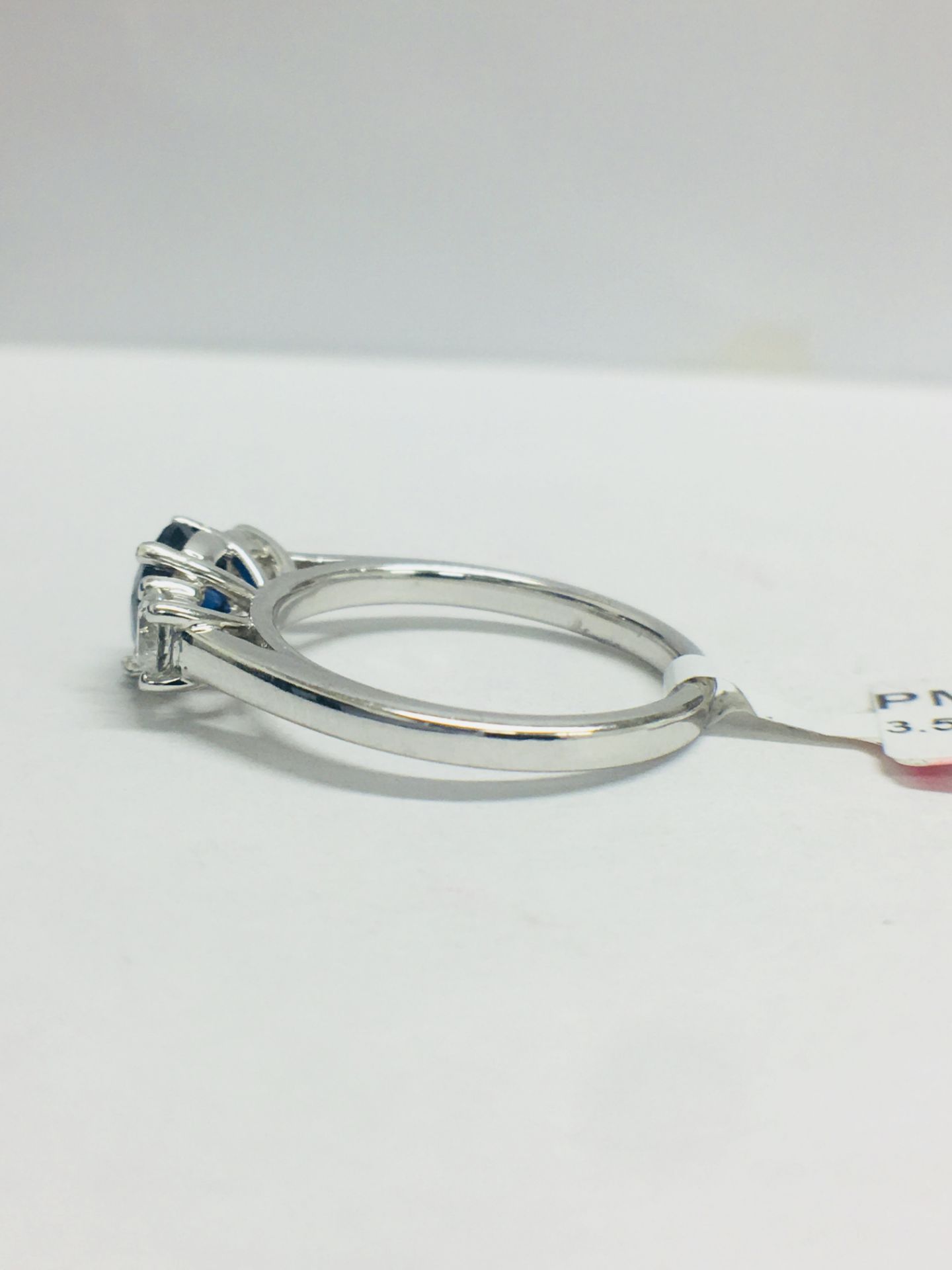 Platinum Diamond & Sapphire Trilogy Ring, - Image 4 of 12