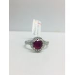 Platinum Ruby Diamnd Art Deco Style Dress Ring,