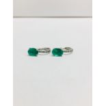 1.60Ct Emerald And Diamond Hoop Style Earrings.