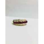 9Ct Yellow Gold Diamond Ruby Crossover Style Ring,