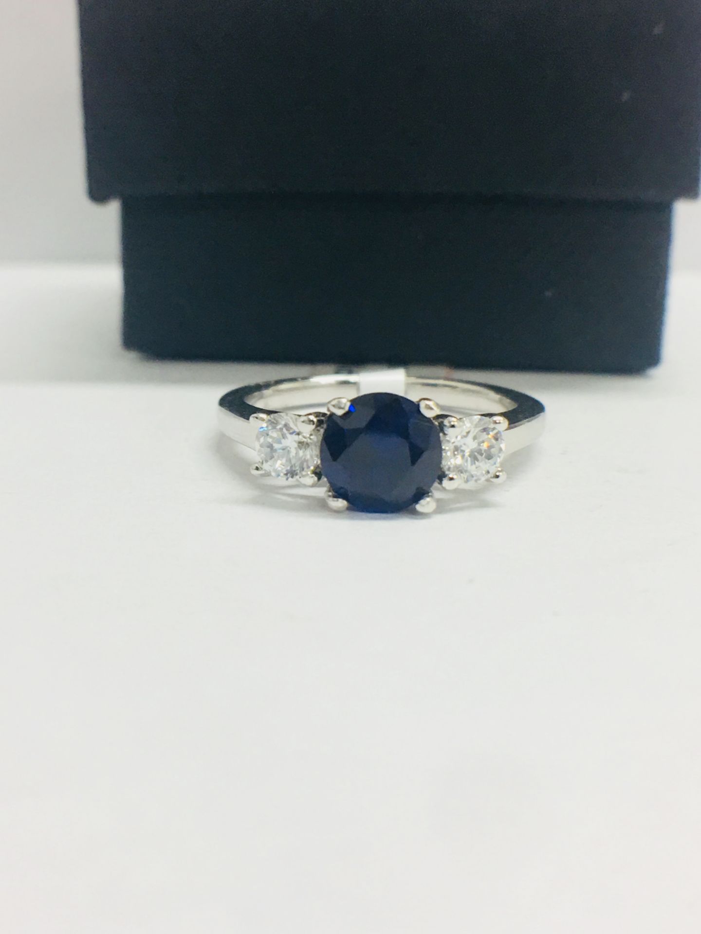 Platinum Diamond & Sapphire Trilogy Ring,