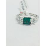 Platinum Emerald Diamond Trilogy Ring,