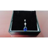 0.35Ct Sapphire And Diamond Drop Style Pendant ( No Chain ).