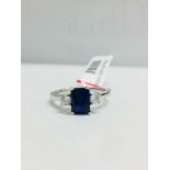 Platinum Sapphire Diamond 3 Stone Ring,