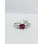 Platinum Ruby Diamond Trilogy Ring,