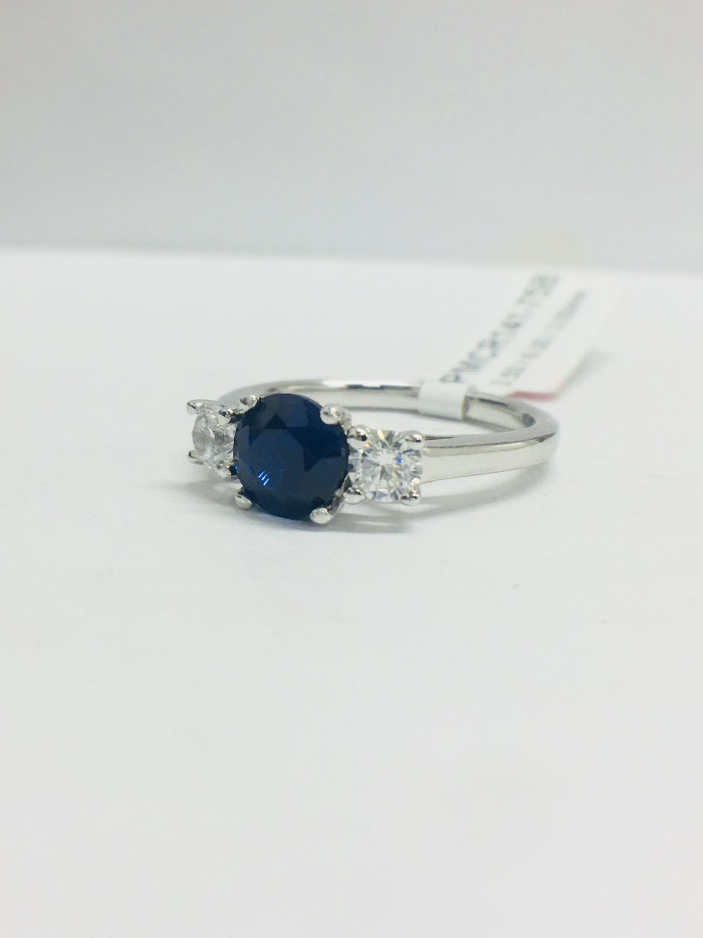 Platinum Diamond & Sapphire Trilogy Ring, - Image 2 of 12