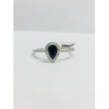 9Ct White Gold Sapphire Diamond Dress Ring,