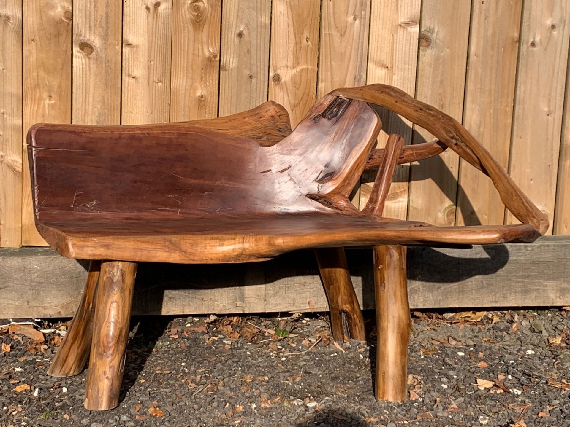 SOLID TEAK DRIFTWOOD BENCH HIGHLY POLISHED