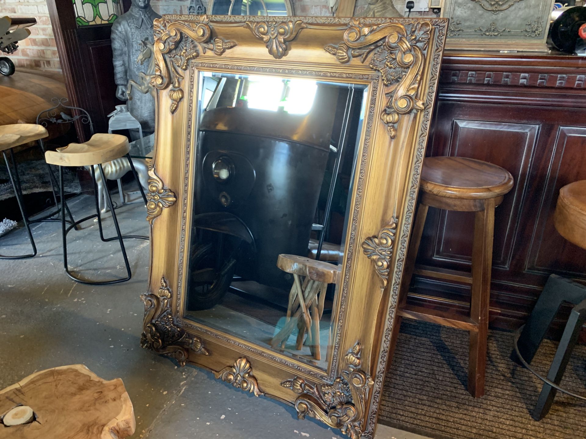 BOXED NEW 125CM X 95CM ANTIQUE GOLD ORNATE FRENCH BEVELLED MIRROR