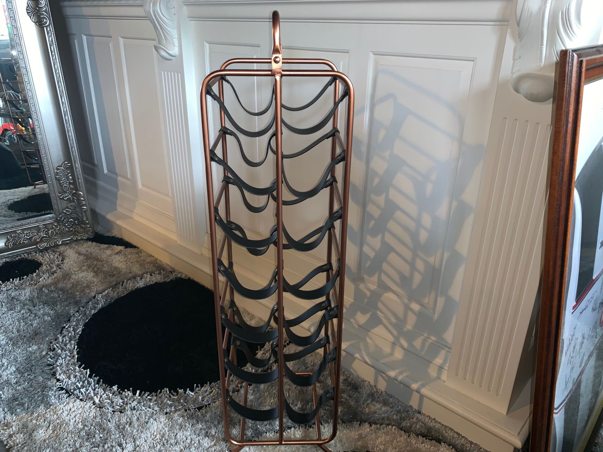 BOXED NEW LARGE WINE RACK ON METAL FRAME