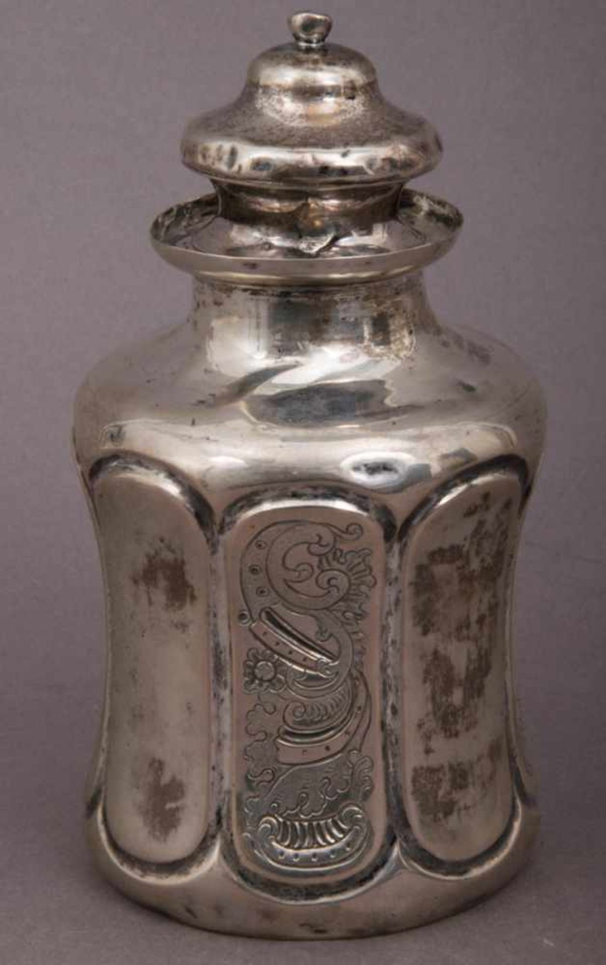 Teedose, Silber, Celle um 1840, 12lötiges Silber, Arbeit des Friedrich Wilhelm von Bestenbostell. - Bild 2 aus 7