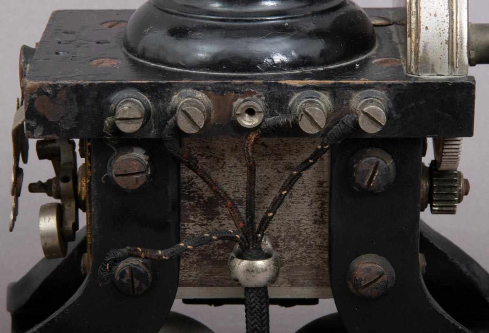 Antikes SKELETT - TELEFON "L. M. ERICSSON", Stockholm um 1900/20. Tischgerät. Schwarz lackiertes - Bild 5 aus 9