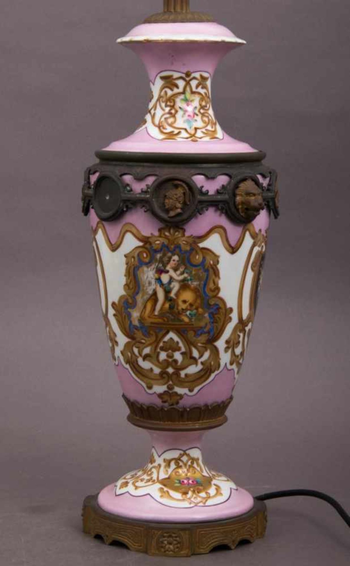 Prachtvoller Tischlampenfuß der "Belle Epoque"/Historismus um 1870/90, Polychrom staffiertes - Bild 3 aus 8