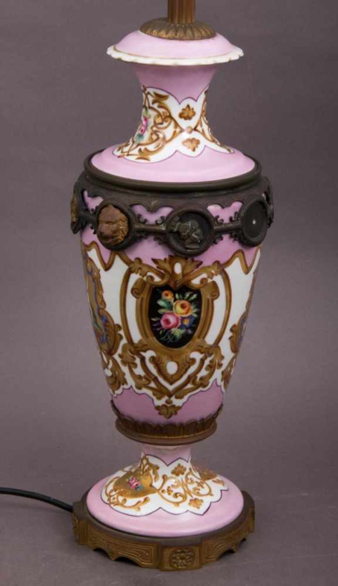 Prachtvoller Tischlampenfuß der "Belle Epoque"/Historismus um 1870/90, Polychrom staffiertes