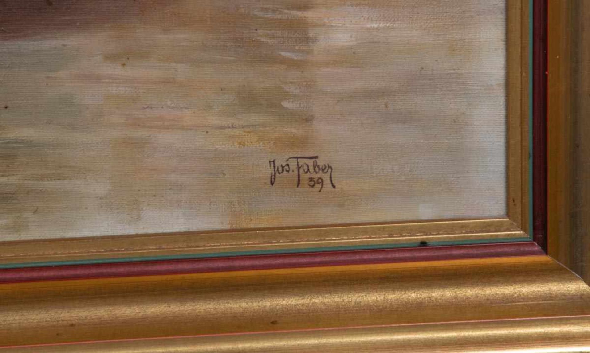 "Großes Stilleben". Gemälde, Öl auf Leinwand, ca. 75 x 95 cm, signiert Jos(ef) Faber (19)39, war - Image 7 of 8