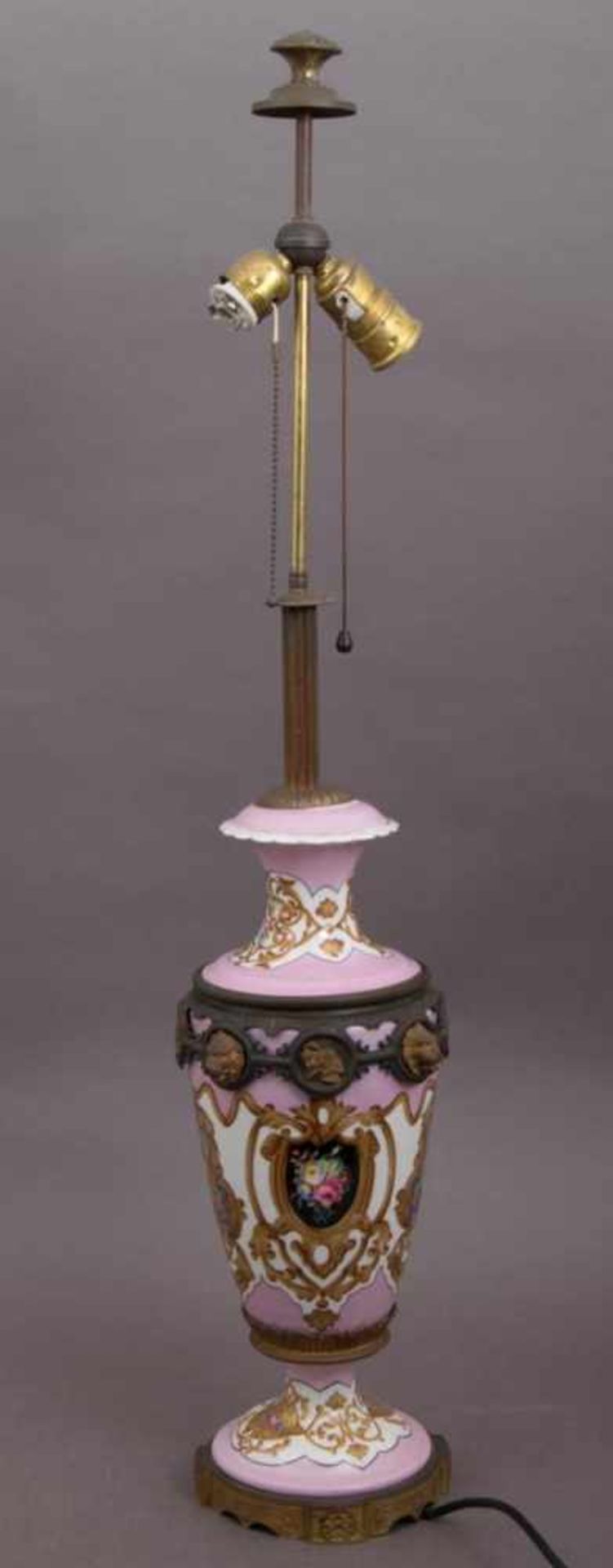 Prachtvoller Tischlampenfuß der "Belle Epoque"/Historismus um 1870/90, Polychrom staffiertes - Bild 7 aus 8