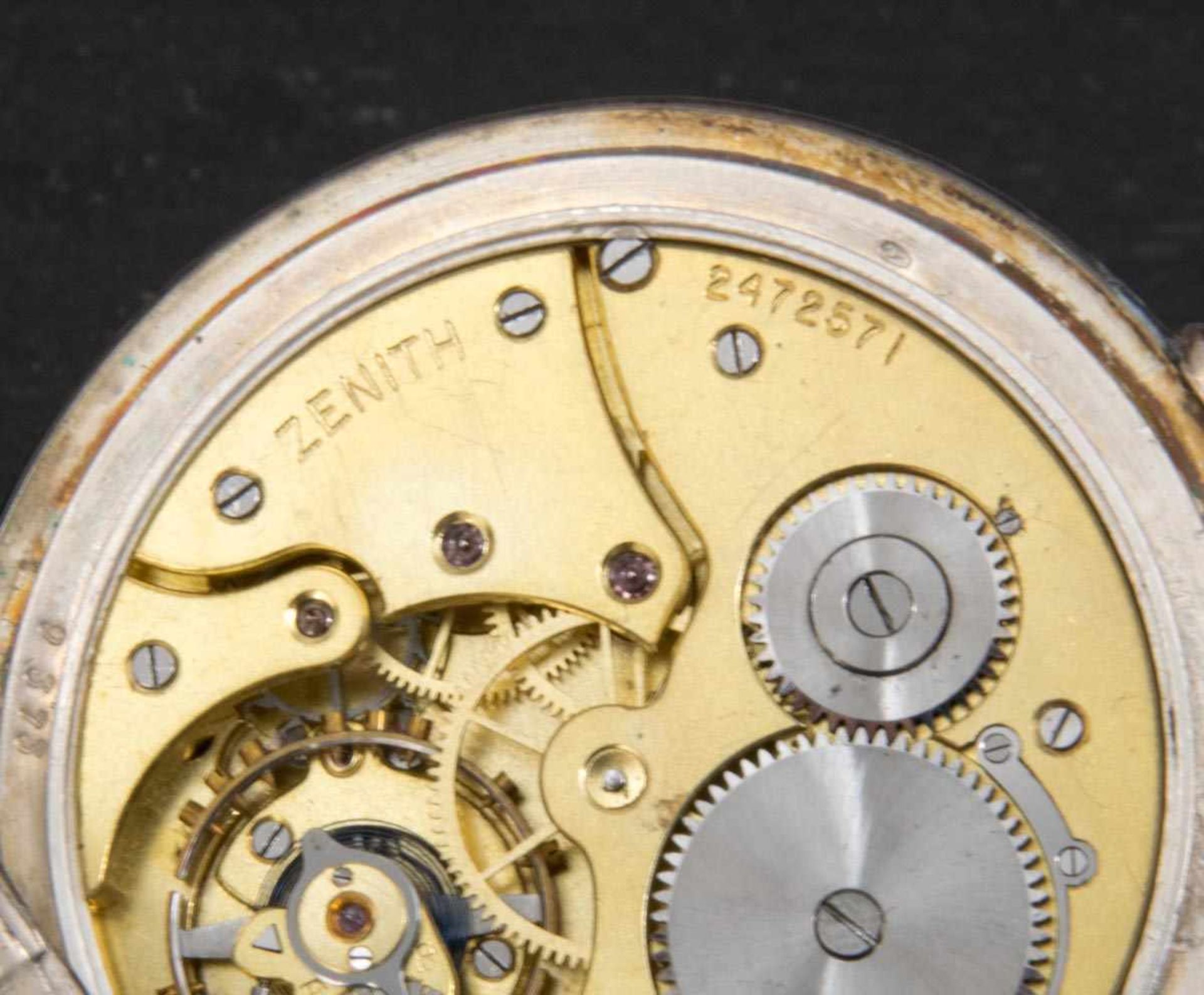 Zenith Savonette Herrentaschenuhr, Silber, Gehäuse in Niello-Technik gearbeitet, Rückdeckel - Bild 4 aus 7