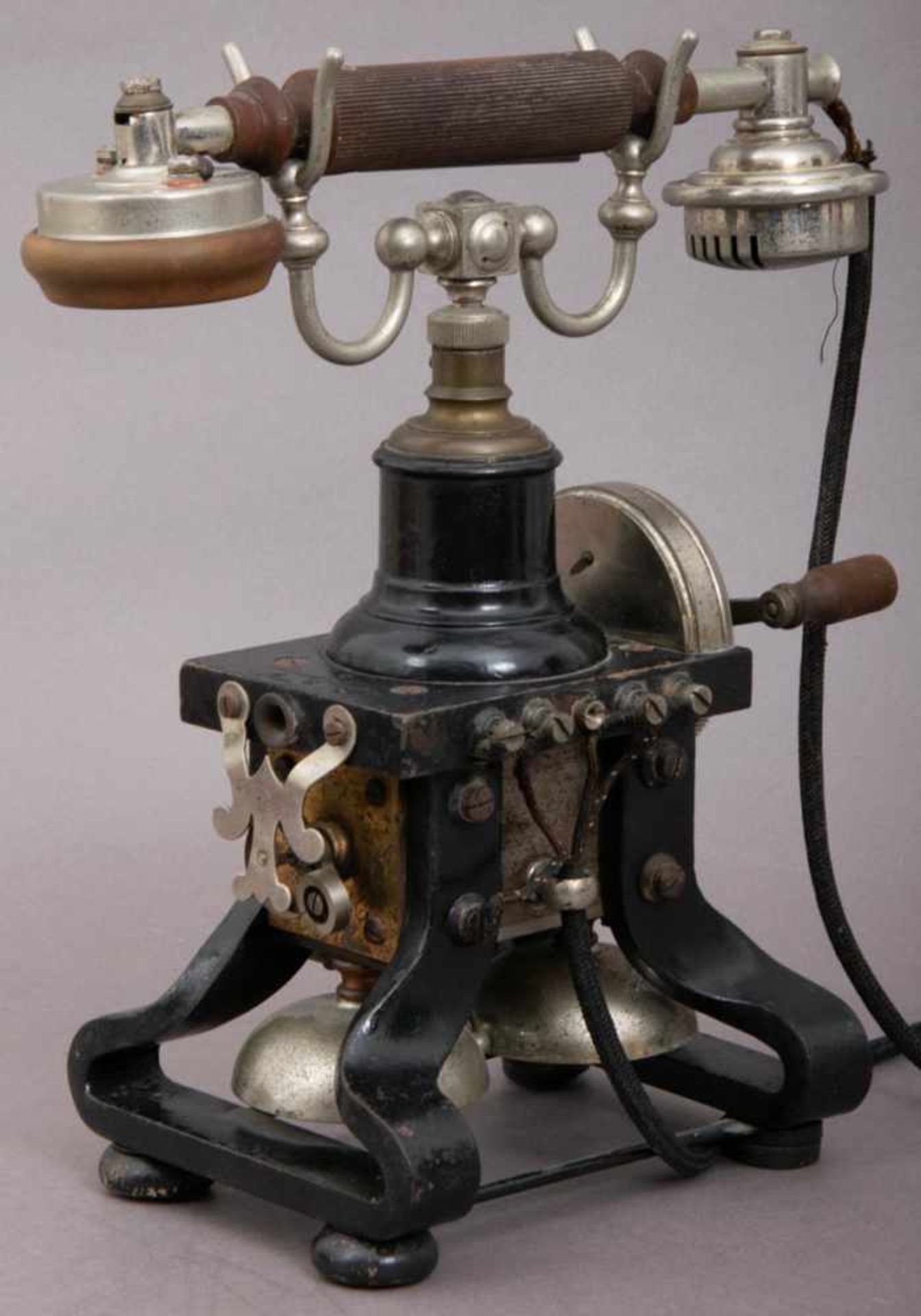 Antikes SKELETT - TELEFON "L. M. ERICSSON", Stockholm um 1900/20. Tischgerät. Schwarz lackiertes - Bild 3 aus 9