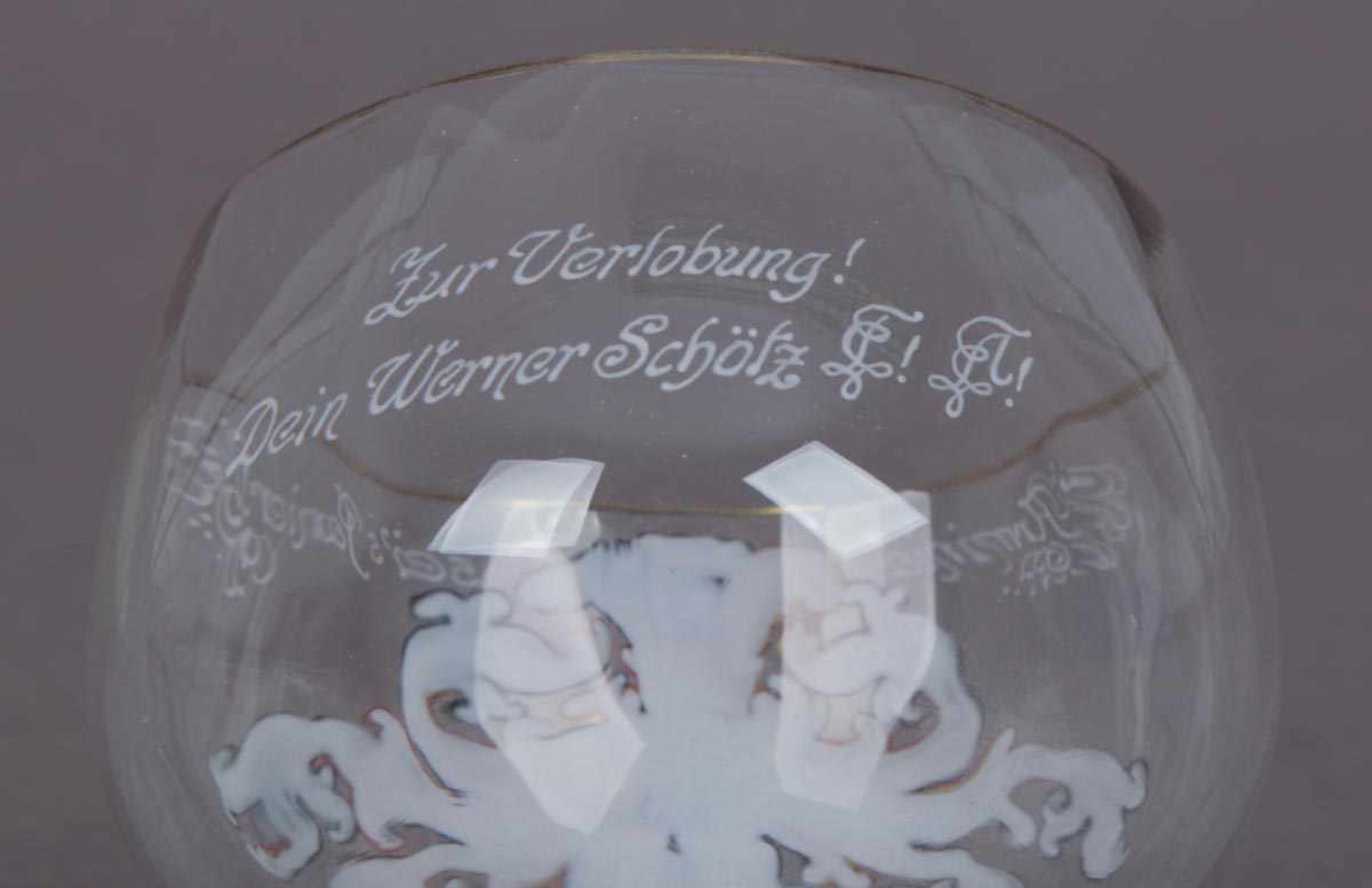 Studentisches Weinglas mit detailreicher, feiner Emaillemalerei "ARMINIA SEI`s PANIER" Höhe ca. 15 - Image 2 of 5