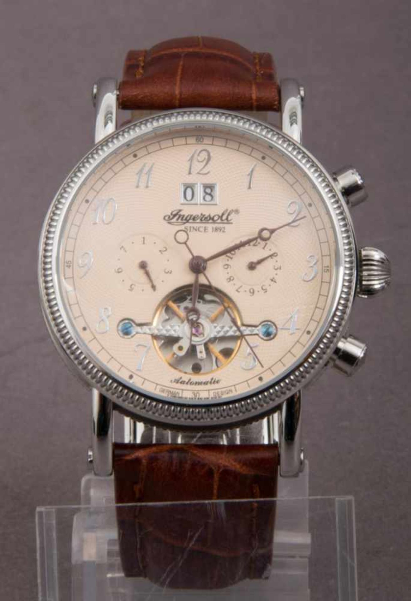 INGERSOLL-RICHMOND-CHRONOGRAPH. Automatik-Herrenarmbanduhr mit Anzeige von Uhrzeit, Tag, Monat &